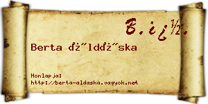 Berta Áldáska névjegykártya